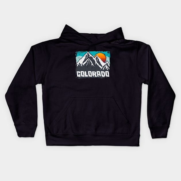 colorado day - retro vintage colorado design Kids Hoodie by savage land 